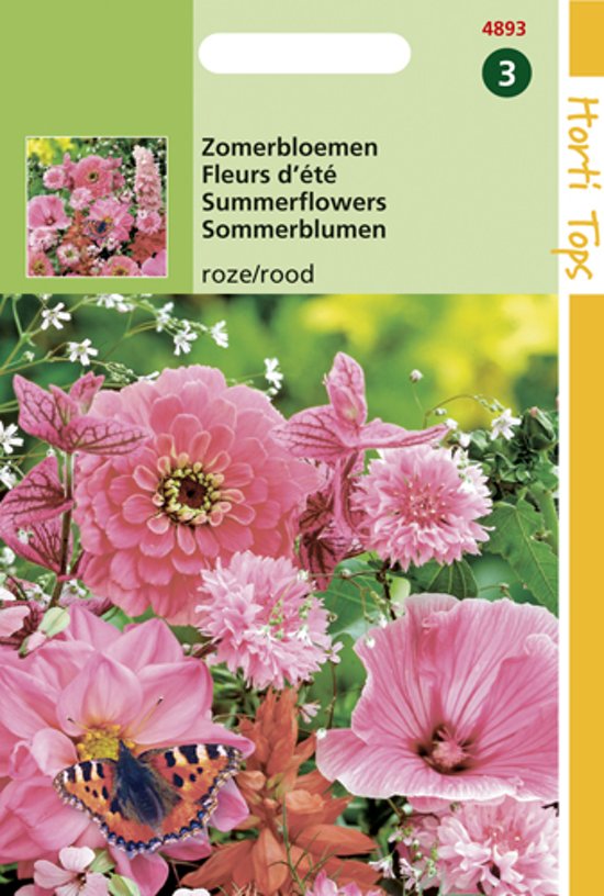 Zadenmix zomerbloemen roze en rood 1 m2